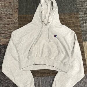 Champion Light Gray Hoodie with Drawstrings